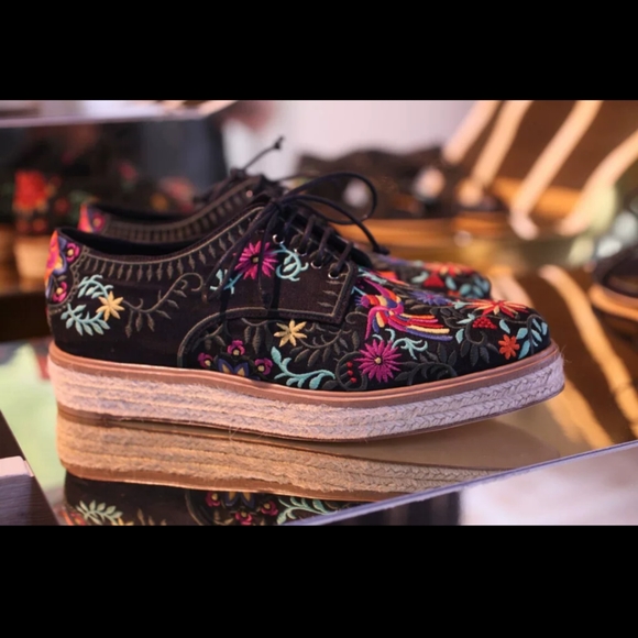 Brand New Sergio Rossi Black Embroidered Canvas Espadrille Sneakers - Picture 3 of 14